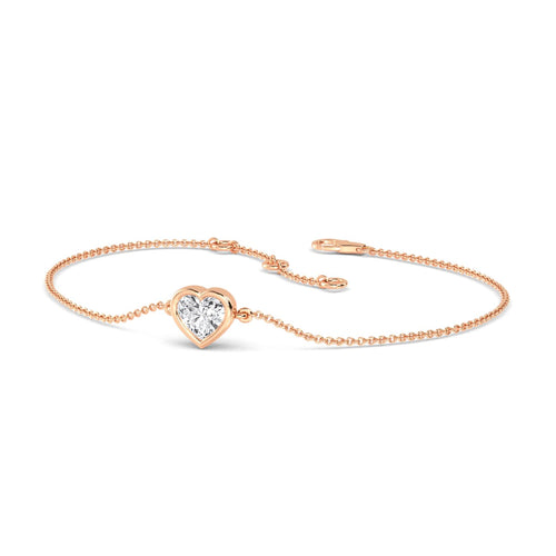 Freya heart bezel solitaire lab grown diamond bracelet in rose gold - view 3