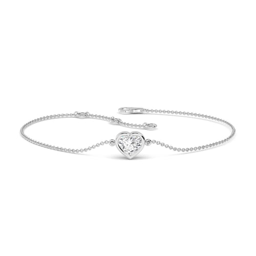 Freya heart bezel solitaire lab grown diamond bracelet in white gold - view 1