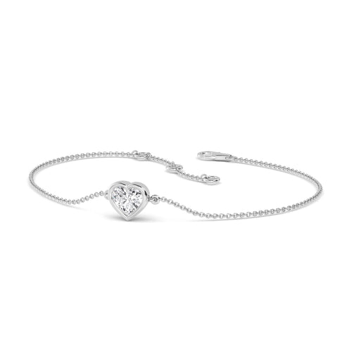 Freya heart bezel solitaire lab grown diamond bracelet in white gold - view 3