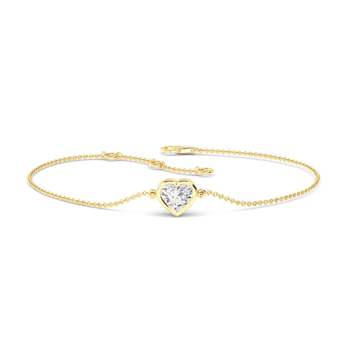 Freya heart bezel solitaire lab grown diamond bracelet in yellow gold - view 1
