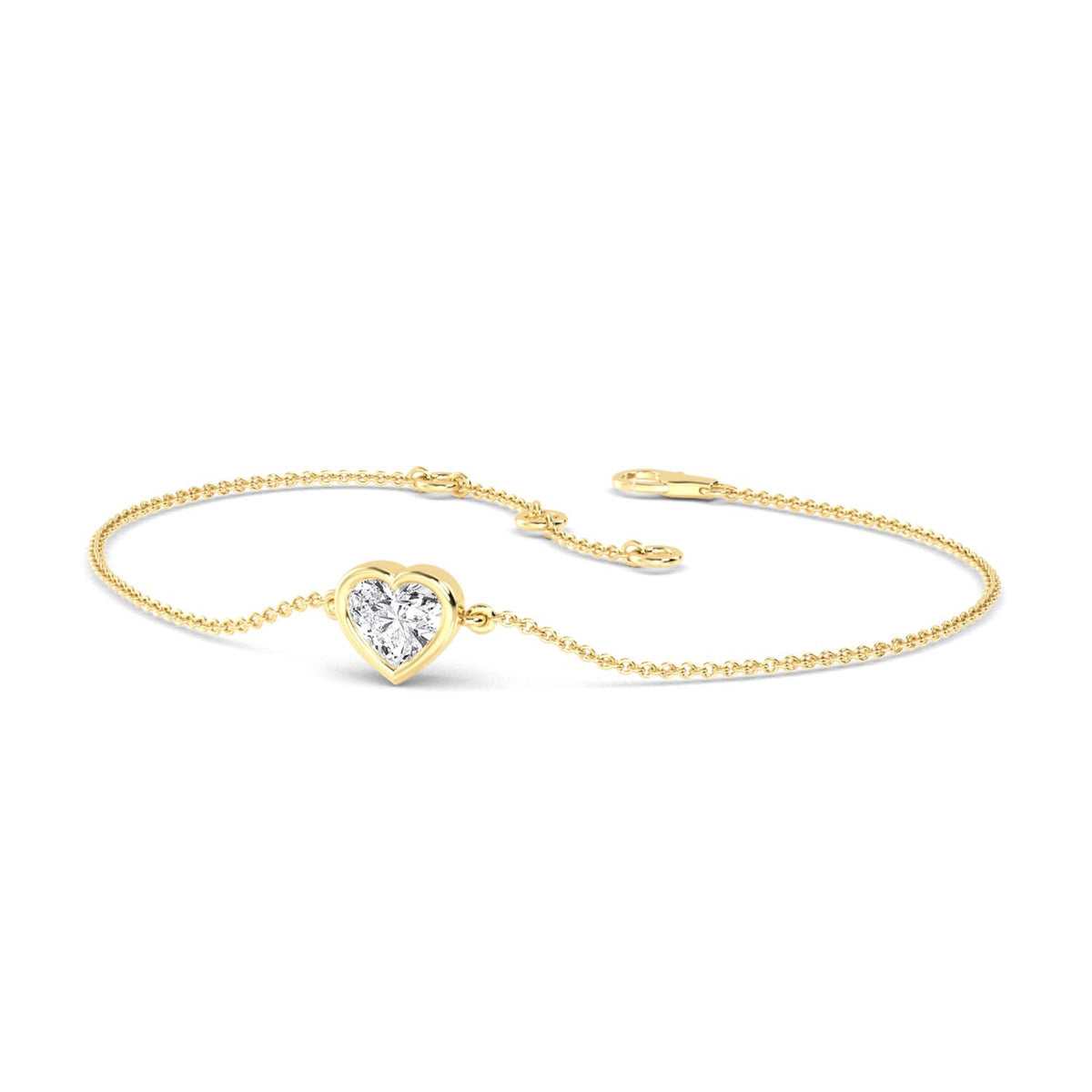 Freya heart bezel solitaire lab grown diamond bracelet in yellow gold - view 3