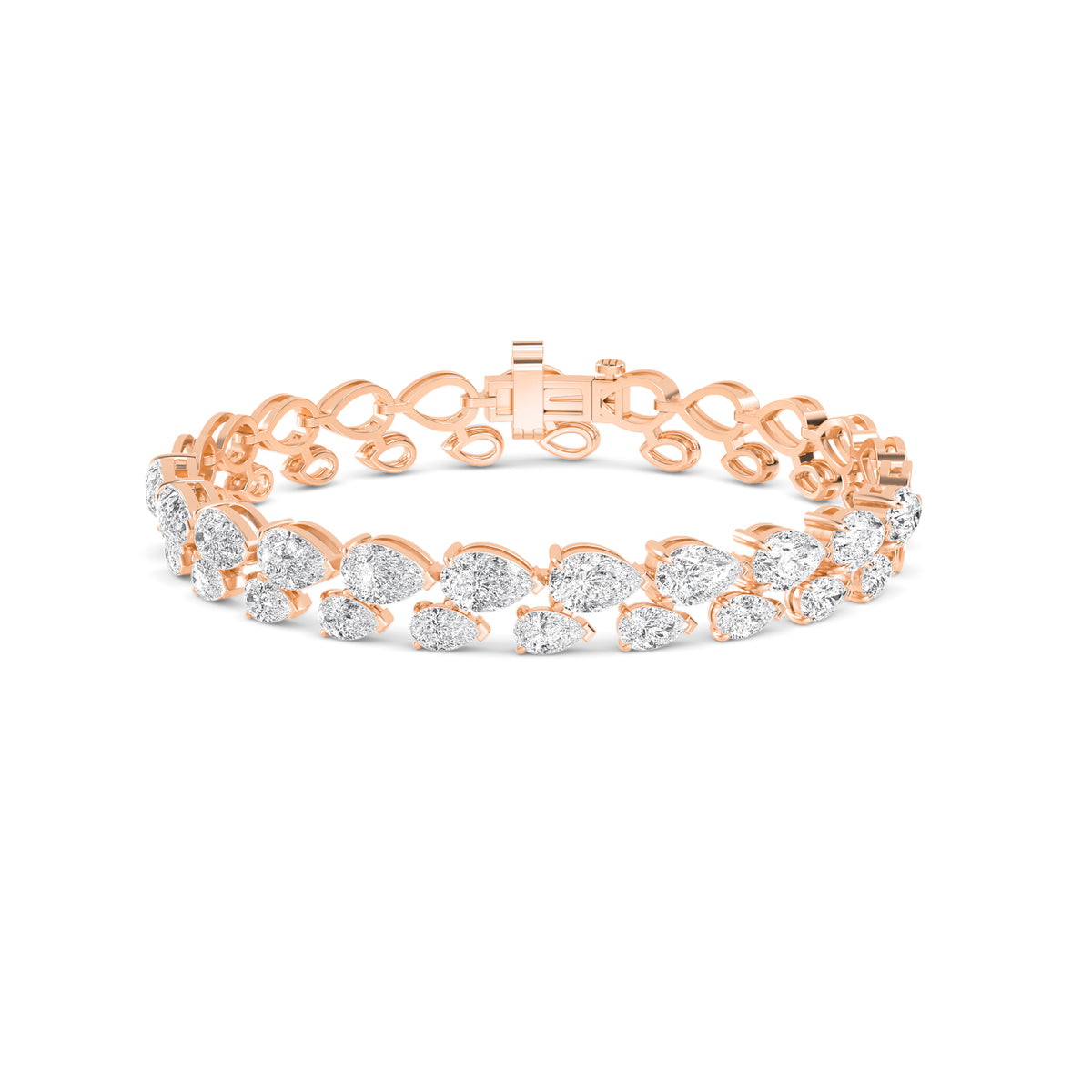 Belle graduated halo lab grown diamond bracelet in rose gold - view 1