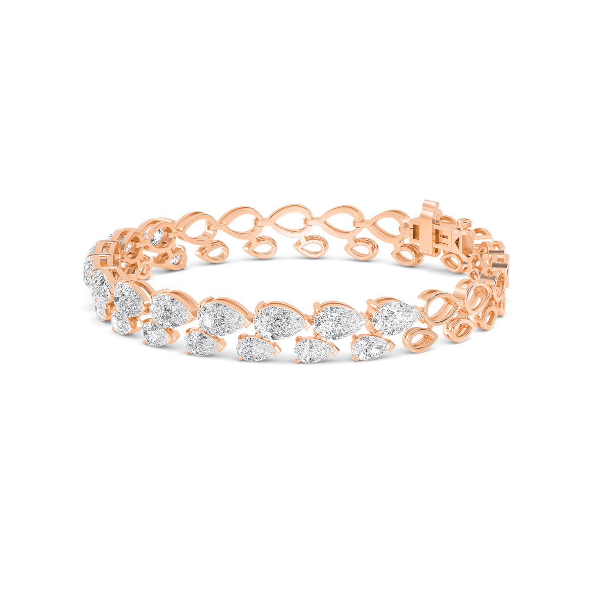 Belle graduated halo lab grown diamond bracelet in rose gold - view 2