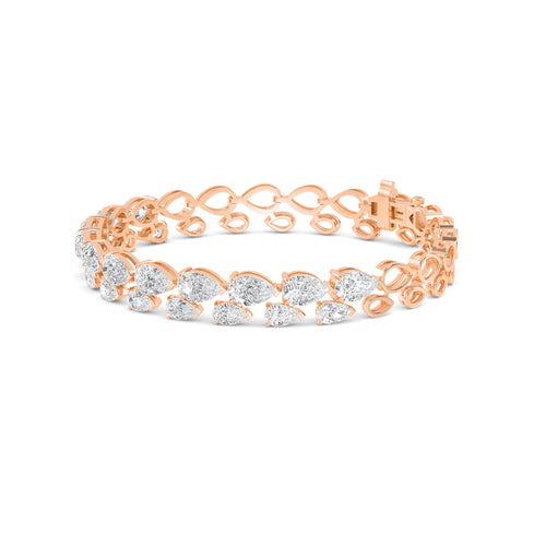 Belle graduated halo lab grown diamond bracelet in rose gold - view 2