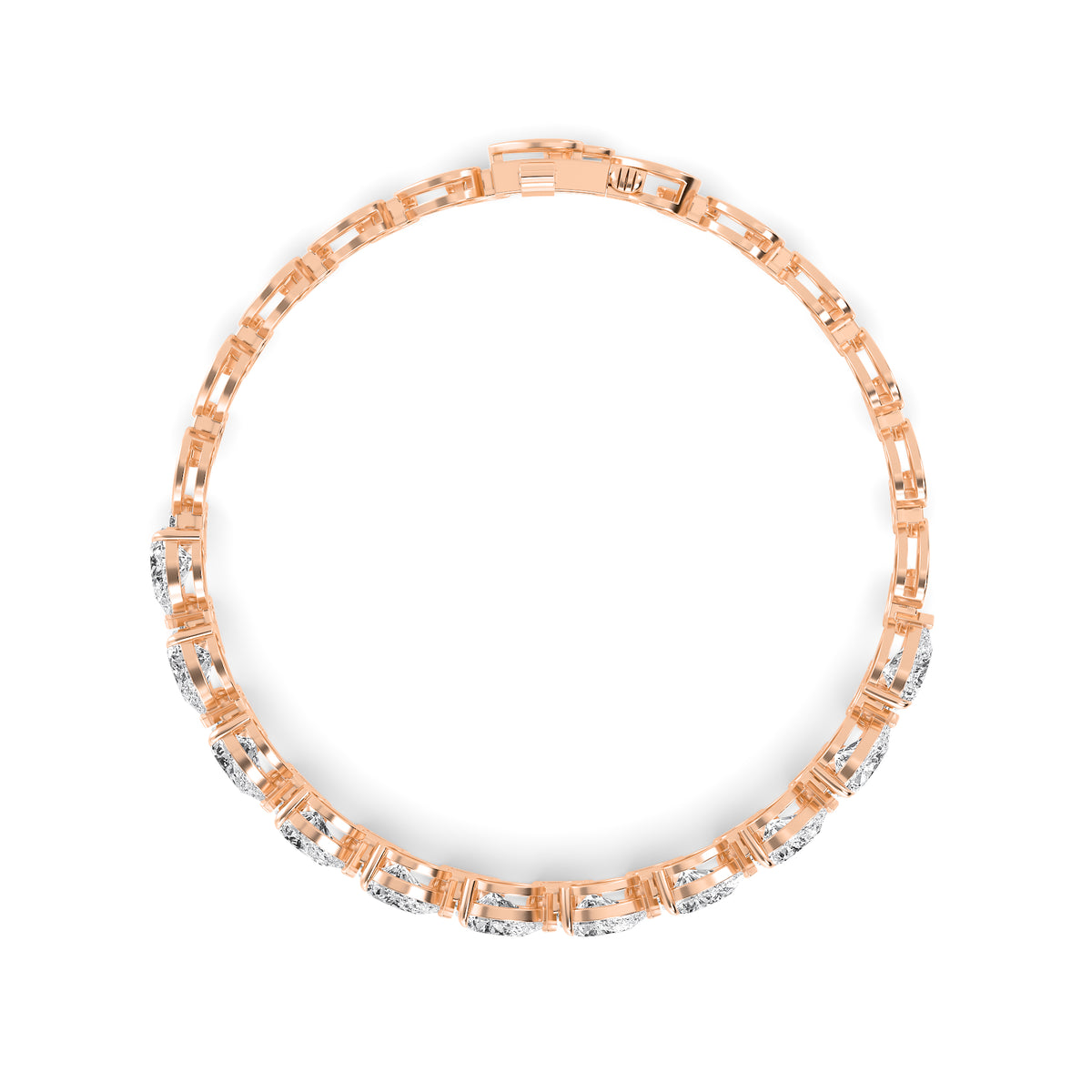 Belle graduated halo lab grown diamond bracelet in rose gold - view 3