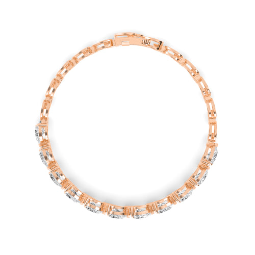 Belle graduated halo lab grown diamond bracelet in rose gold - view 3