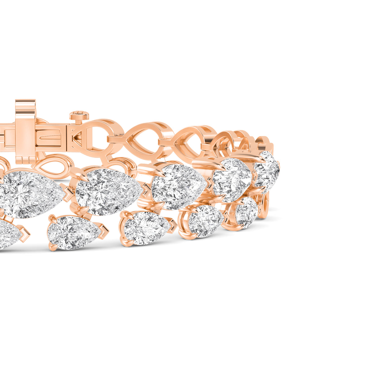 Belle graduated halo lab grown diamond bracelet in rose gold - view 4