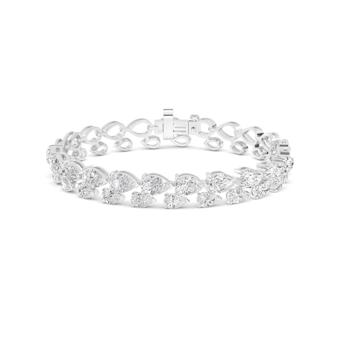 Belle graduated halo lab grown diamond bracelet in white gold - view 1