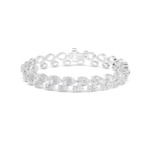 Belle graduated halo lab grown diamond bracelet in white gold - view 1