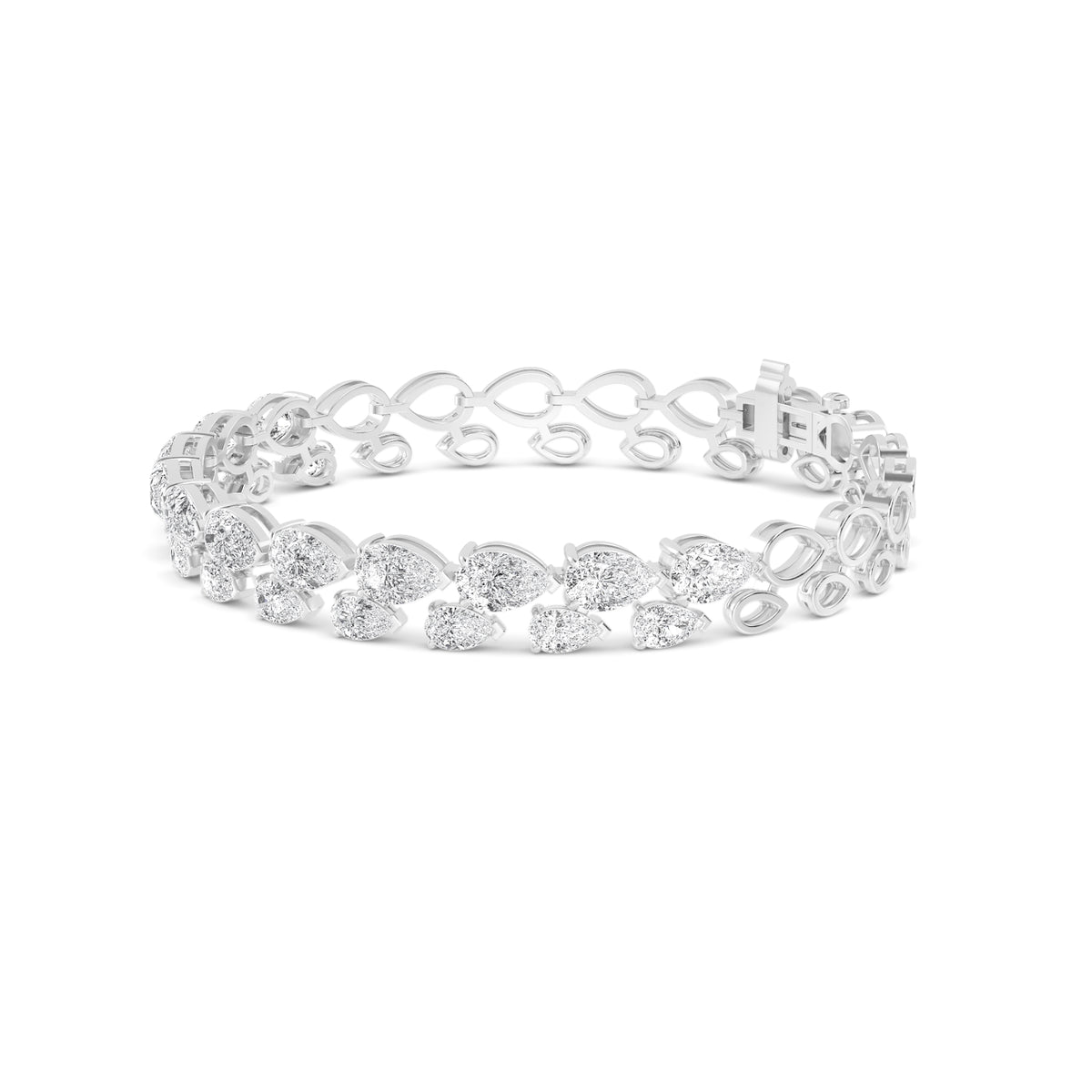 Belle graduated halo lab grown diamond bracelet in white gold - view 2