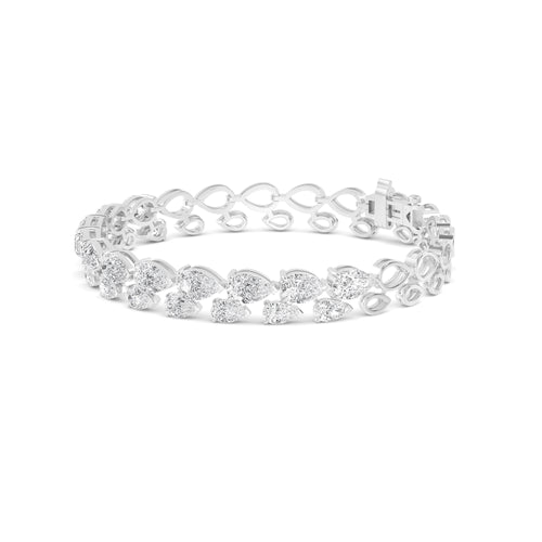 Belle graduated halo lab grown diamond bracelet in white gold - view 2
