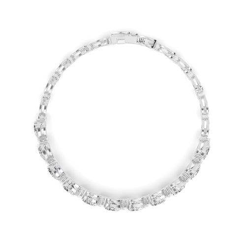 Belle graduated halo lab grown diamond bracelet in white gold - view 3