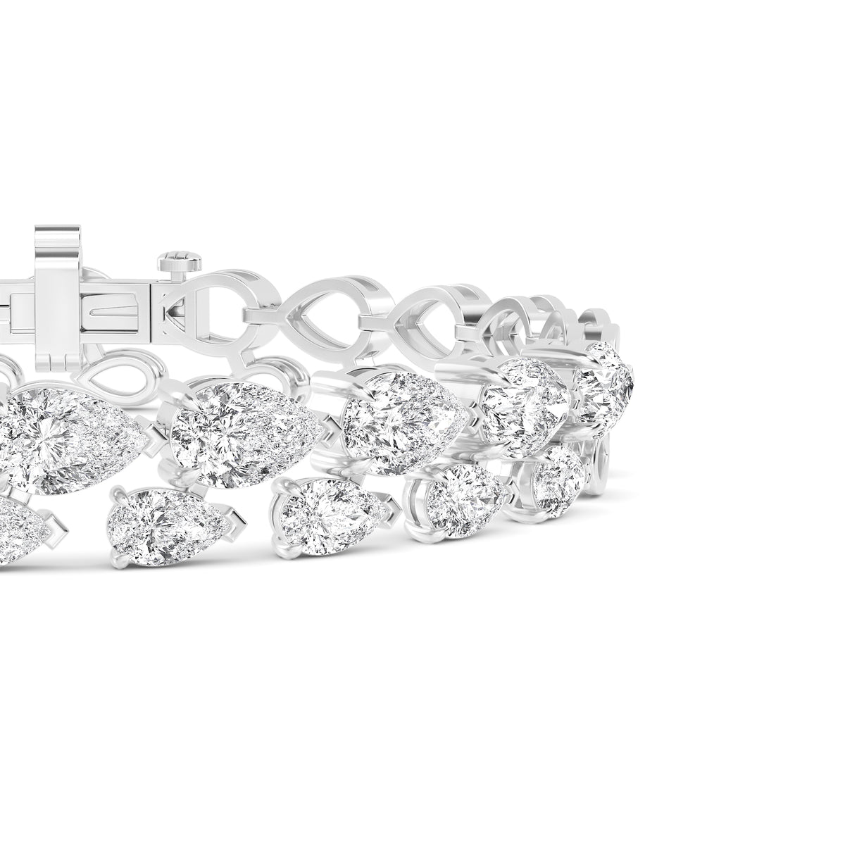 Belle graduated halo lab grown diamond bracelet in white gold - view 4