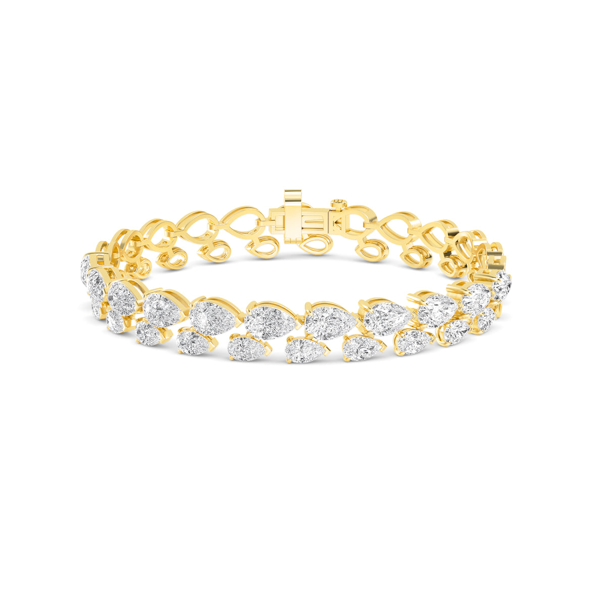 Belle graduated halo lab grown diamond bracelet in yellow gold - view 1