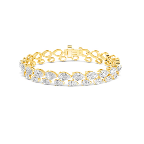 Belle graduated halo lab grown diamond bracelet in yellow gold - view 1