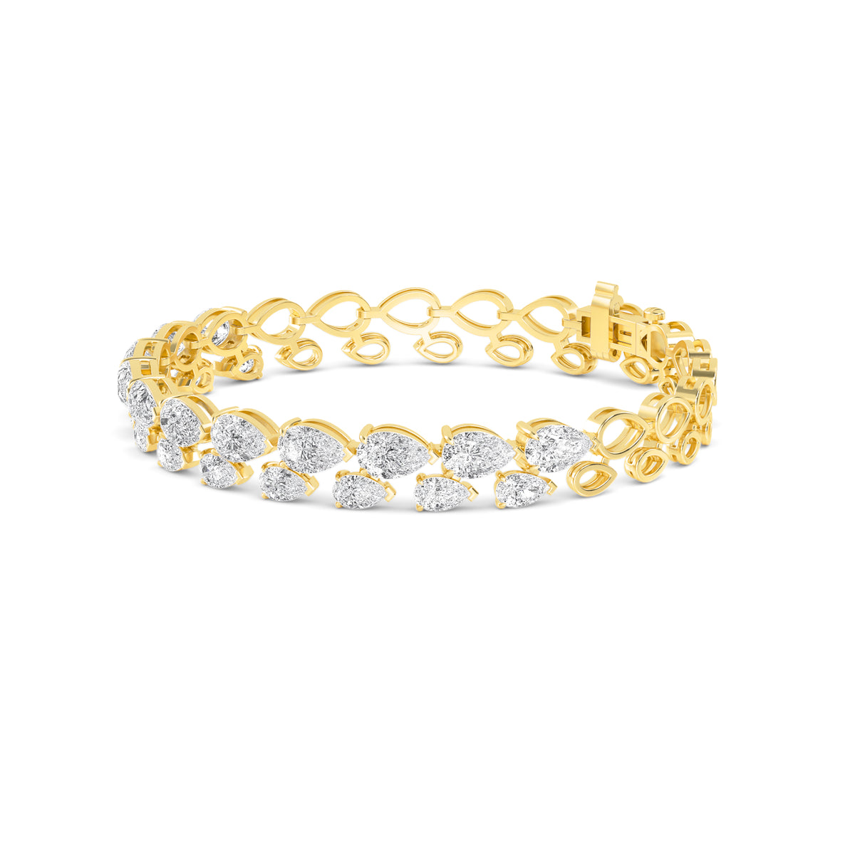Belle graduated halo lab grown diamond bracelet in yellow gold - view 2