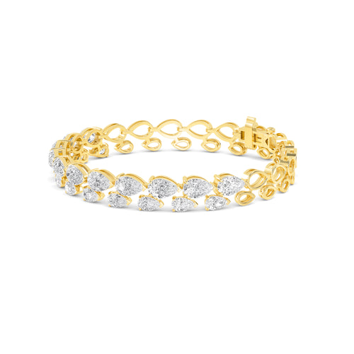 Belle graduated halo lab grown diamond bracelet in yellow gold - view 2