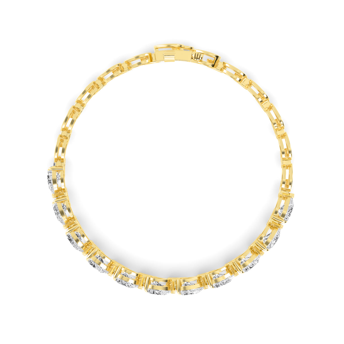 Belle graduated halo lab grown diamond bracelet in yellow gold - view 3