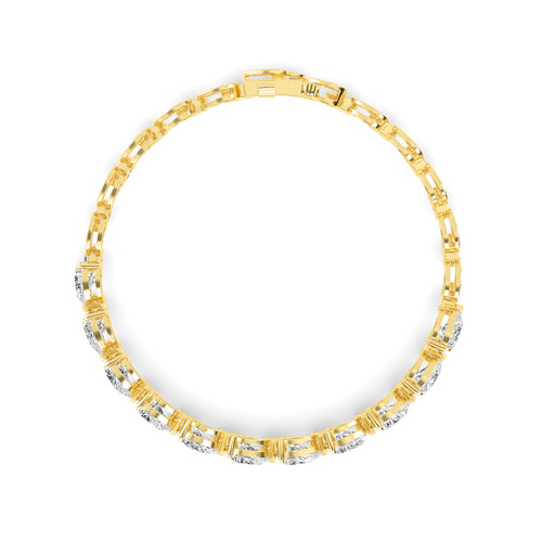 Belle graduated halo lab grown diamond bracelet in yellow gold - view 3