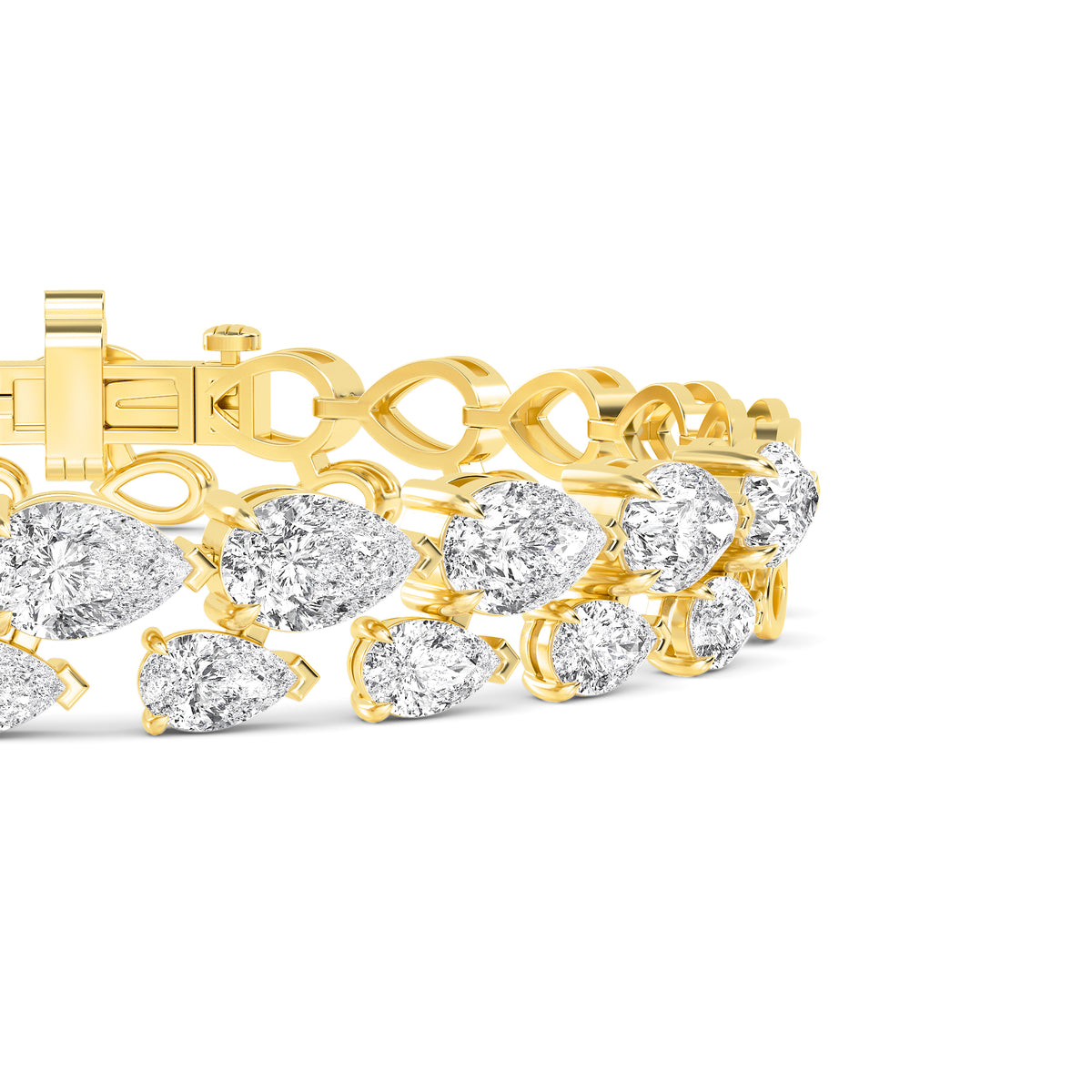 Belle graduated halo lab grown diamond bracelet in yellow gold - view 4