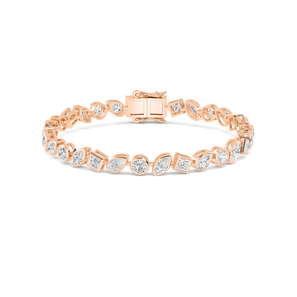 Berenice mixed shape tennis lab grown diamond bracelet in rose gold - view 1