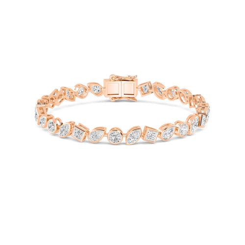 Berenice mixed shape tennis lab grown diamond bracelet in rose gold - view 1