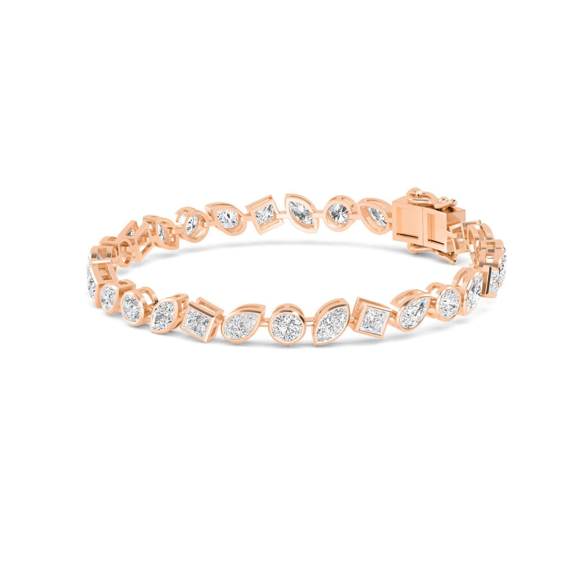 Berenice mixed shape tennis lab grown diamond bracelet in rose gold - view 5
