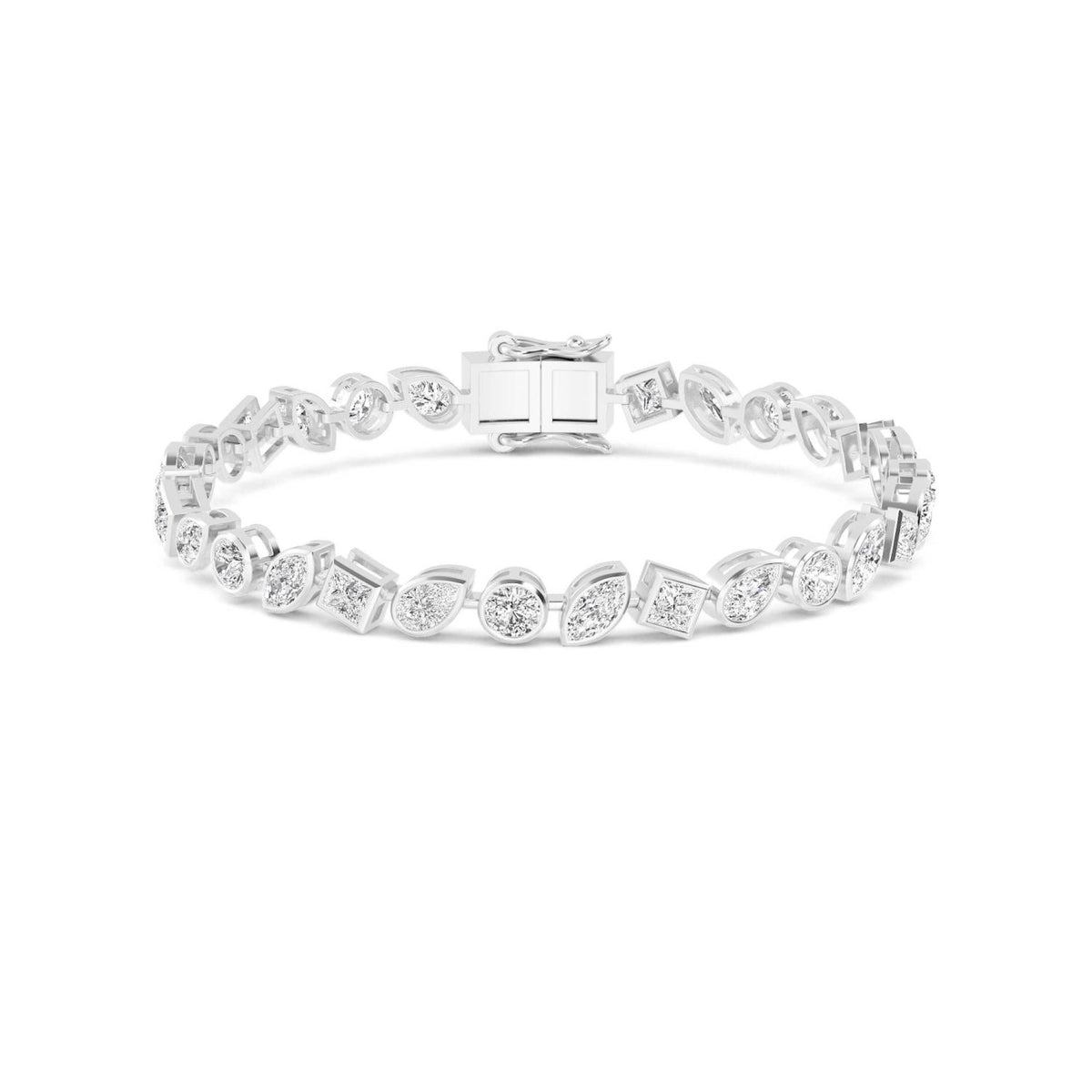 Berenice mixed shape tennis lab grown diamond bracelet in white gold - view 1