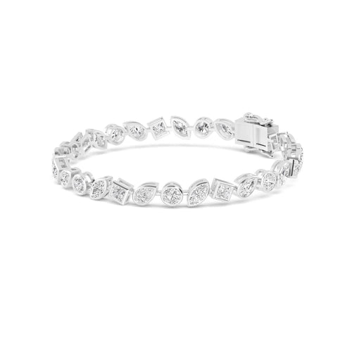 Berenice mixed shape tennis lab grown diamond bracelet in white gold - view 5