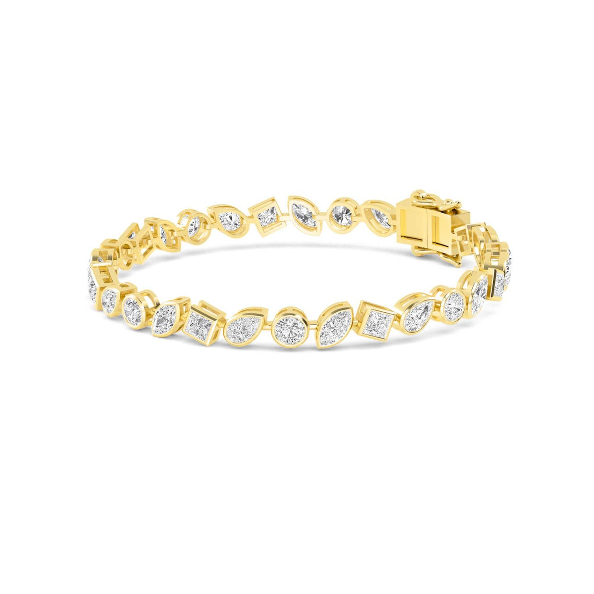 Berenice mixed shape tennis lab grown diamond bracelet in yellow gold - view 5