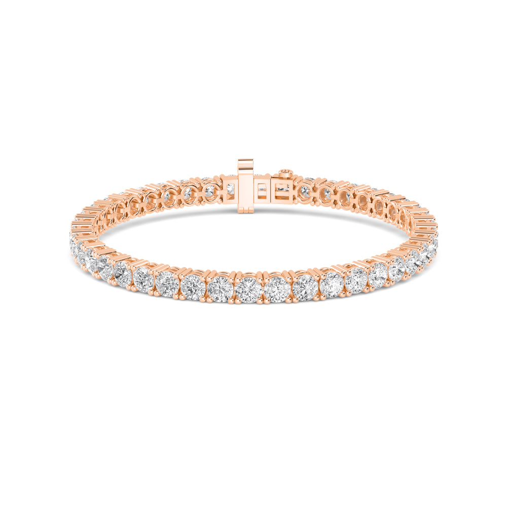 Brielle round four-claw tennis lab grown diamond bracelet in rose gold - view 1