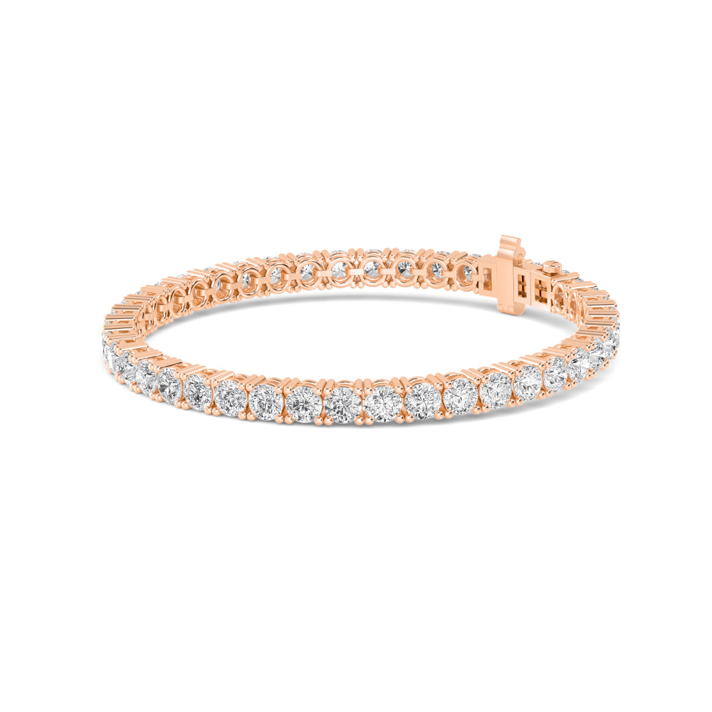 Brielle round four-claw tennis lab grown diamond bracelet in rose gold - view 2