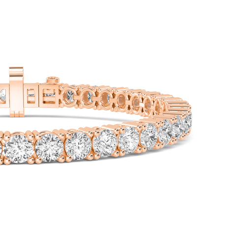 Brielle round four-claw tennis lab grown diamond bracelet in rose gold - view 3