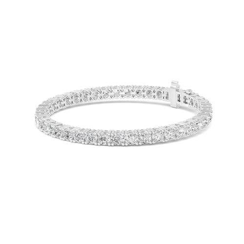 Brielle round four-claw tennis lab grown diamond bracelet in white gold - view 2