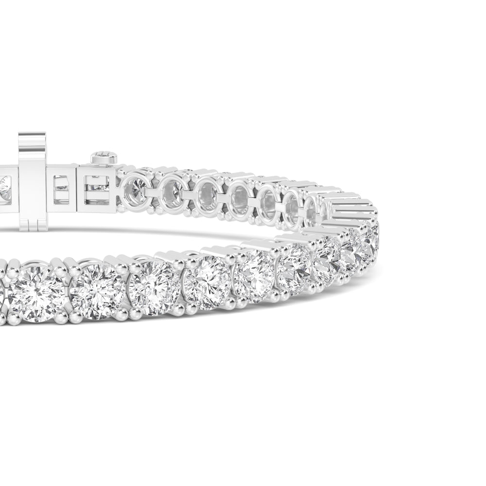 Brielle round four-claw tennis lab grown diamond bracelet in white gold - view 3