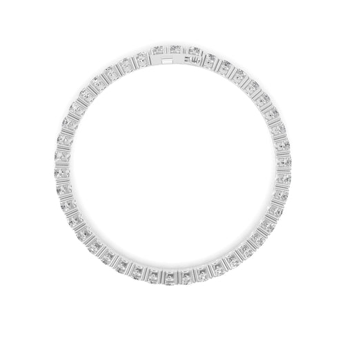 Brielle round four-claw tennis lab grown diamond bracelet in white gold - view 4