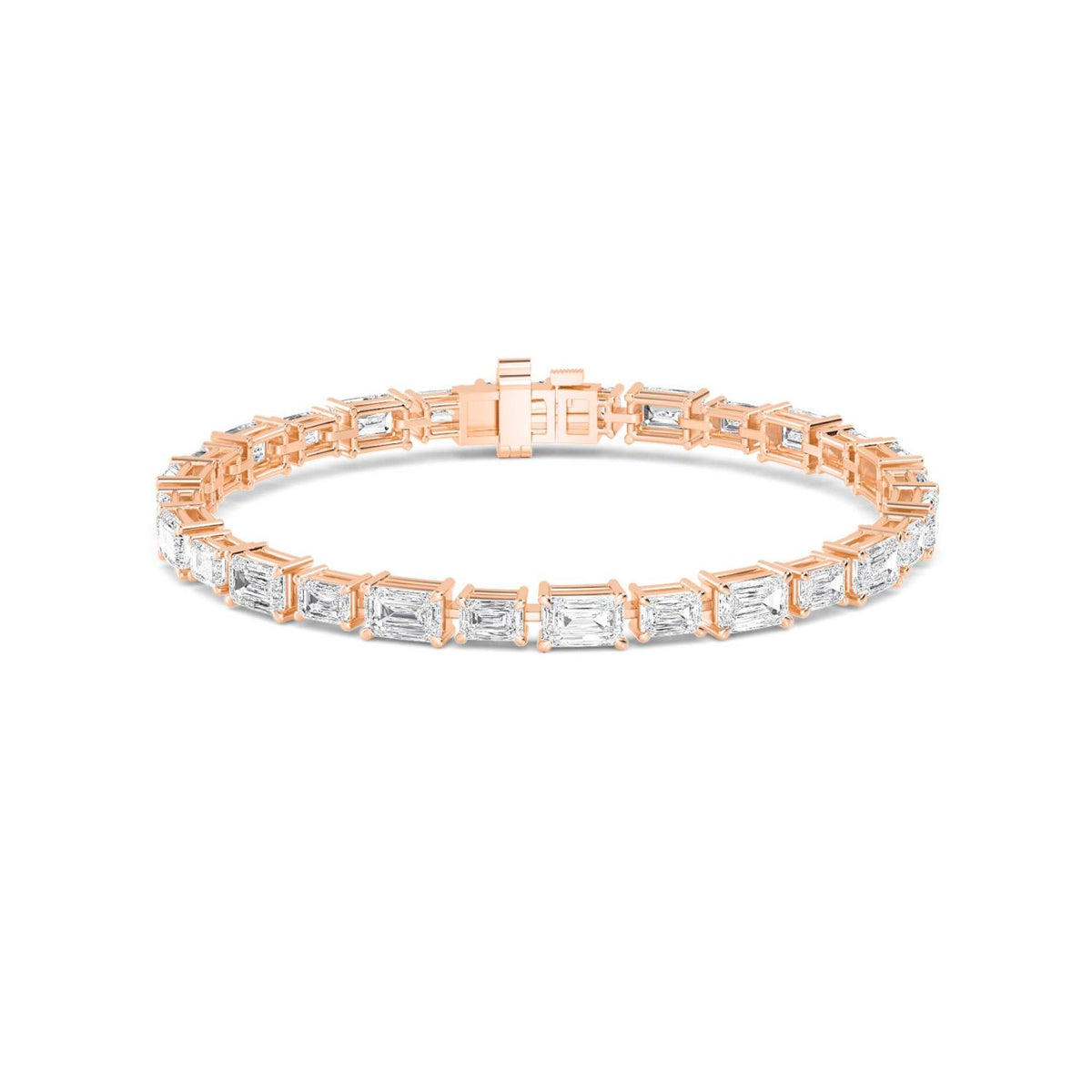 Calla east-west emerald line lab grown diamond bracelet in rose gold - view 1