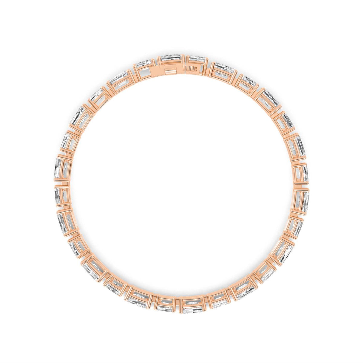 Calla east-west emerald line lab grown diamond bracelet in rose gold - view 3