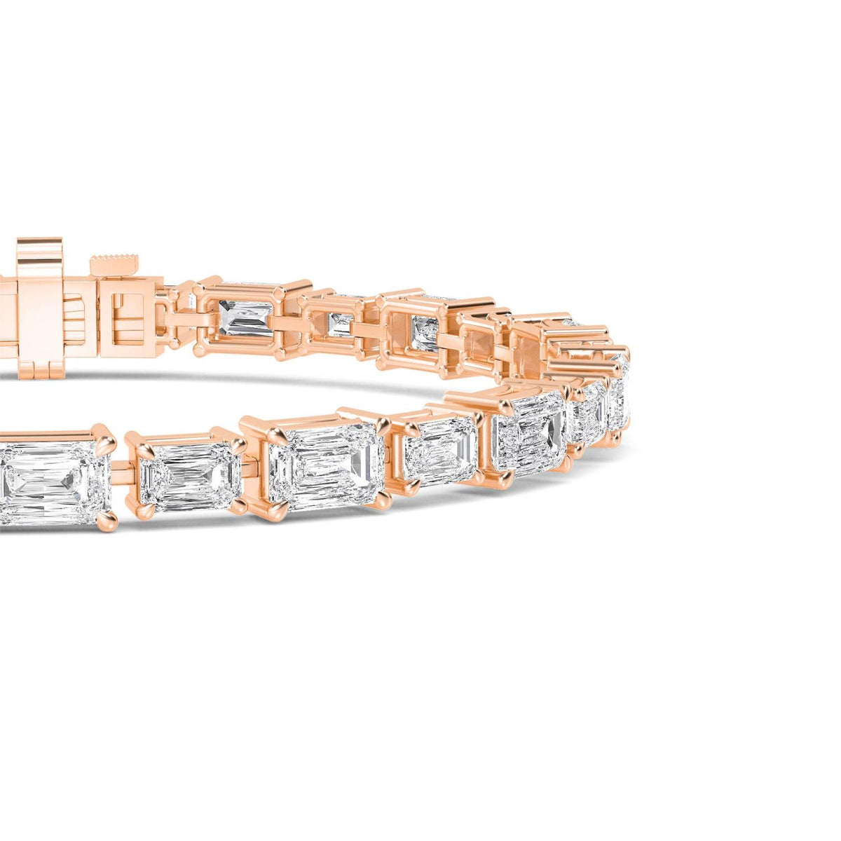 Calla east-west emerald line lab grown diamond bracelet in rose gold - view 4