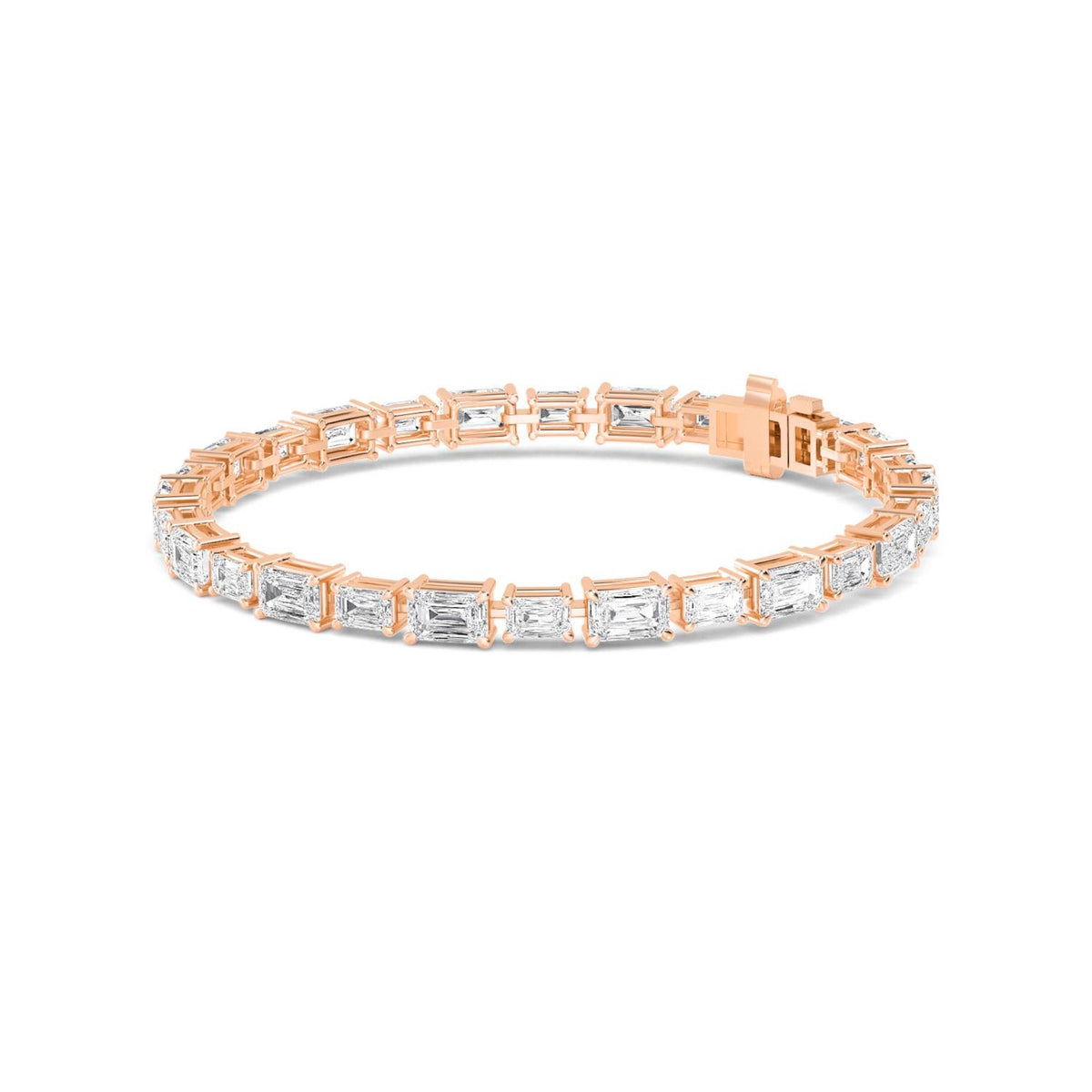 Calla east-west emerald line lab grown diamond bracelet in rose gold - view 5