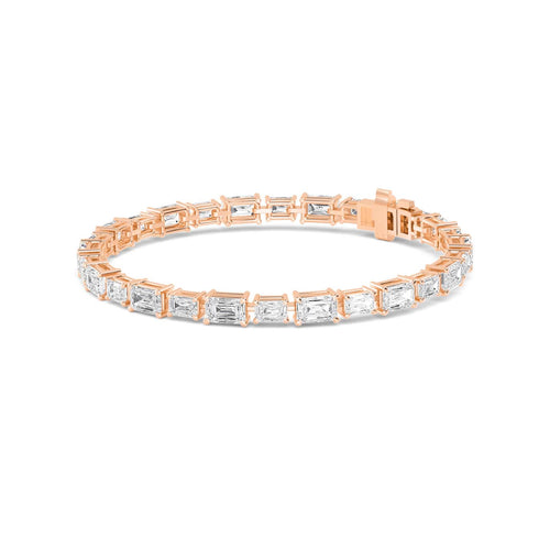 Calla east-west emerald line lab grown diamond bracelet in rose gold - view 5