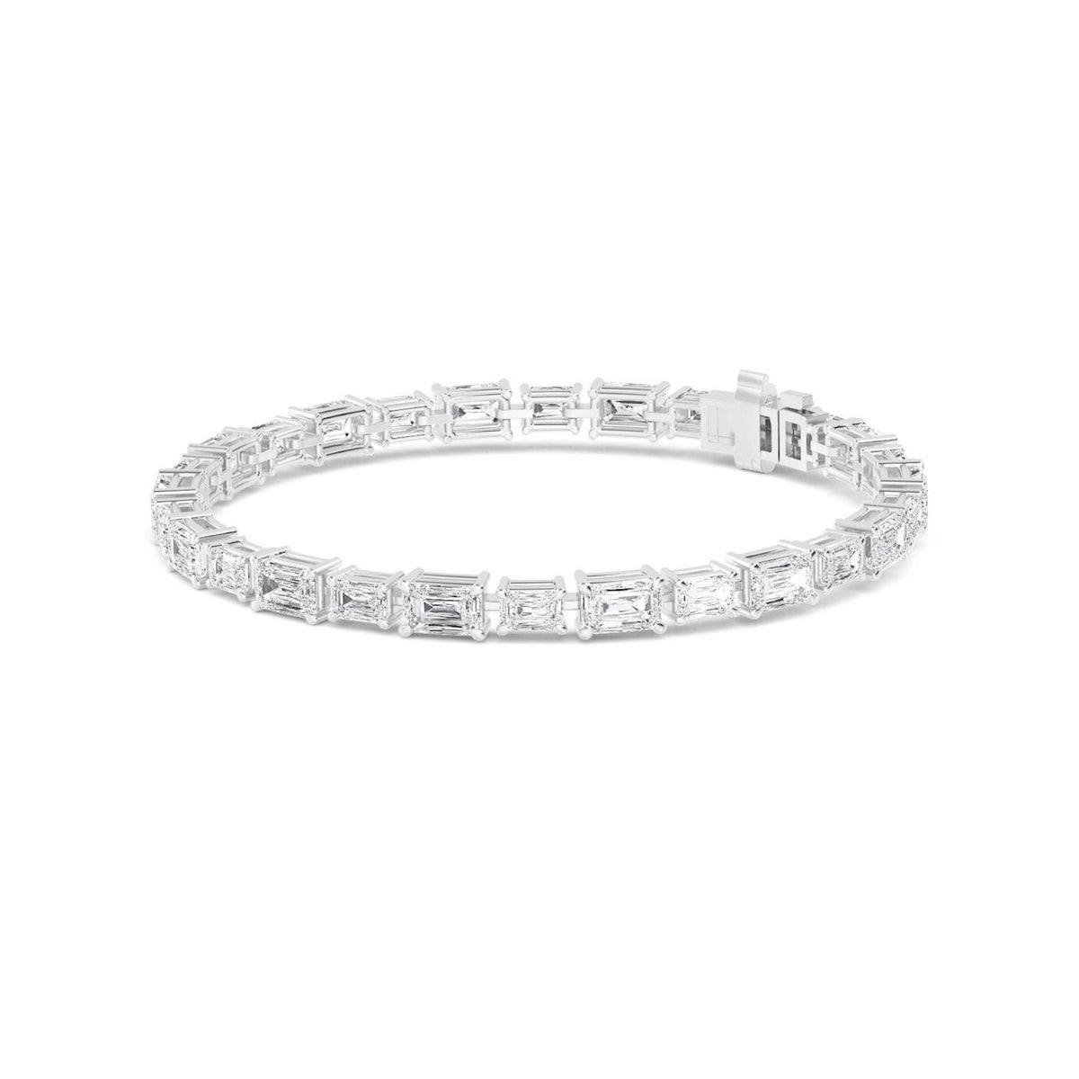 Calla east-west emerald line lab grown diamond bracelet in white gold - view 5