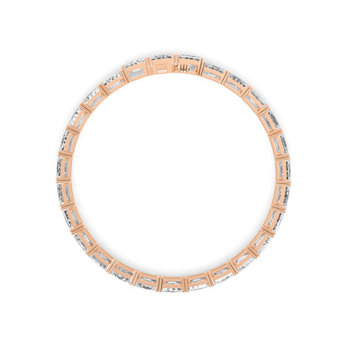 Caprice east-west emerald tennis lab grown diamond bracelet in rose gold - view 3