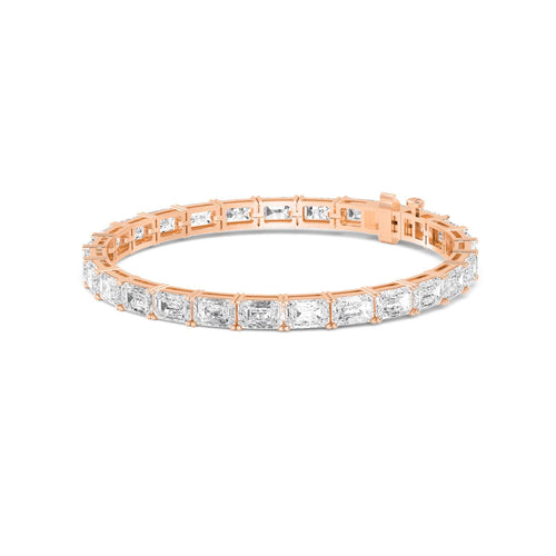 Caprice east-west emerald tennis lab grown diamond bracelet in rose gold - view 5