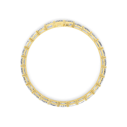 Caprice east-west emerald tennis lab grown diamond bracelet in yellow gold - view 3