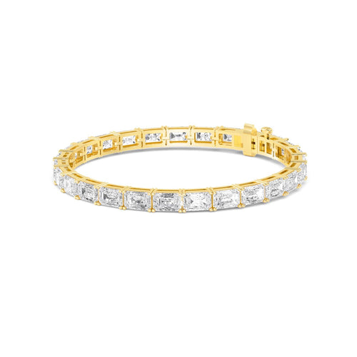 Caprice east-west emerald tennis lab grown diamond bracelet in yellow gold - view 5