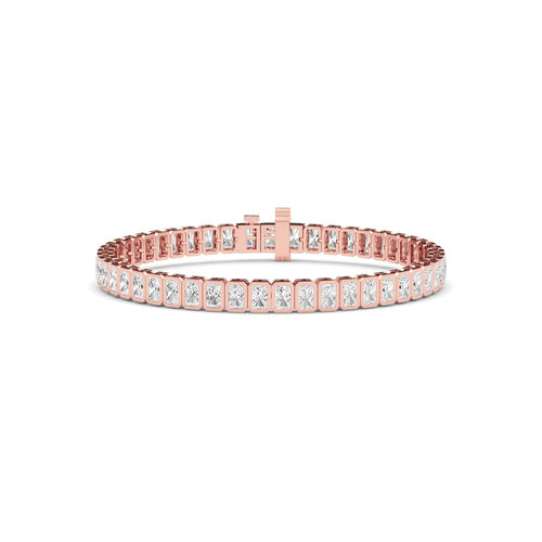 Cassandra radiant bezel tennis lab grown diamond bracelet in rose gold - view 1