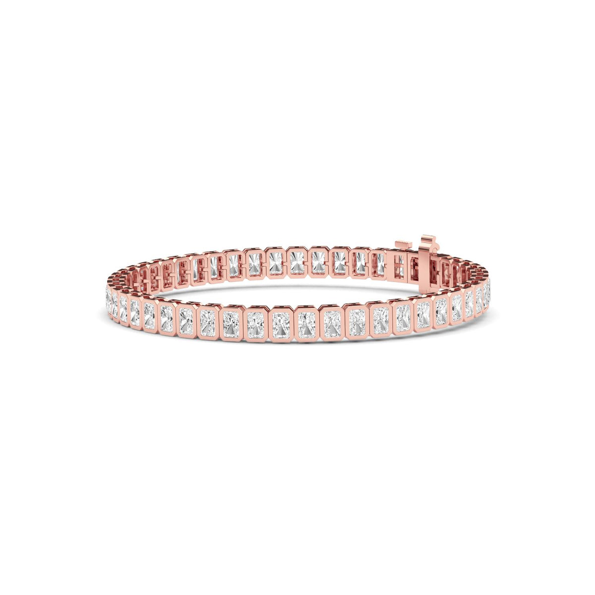 Cassandra radiant bezel tennis lab grown diamond bracelet in rose gold - view 2