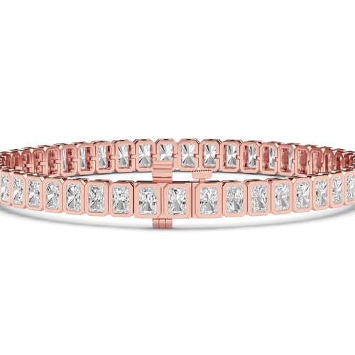 Cassandra radiant bezel tennis lab grown diamond bracelet in rose gold - view 3