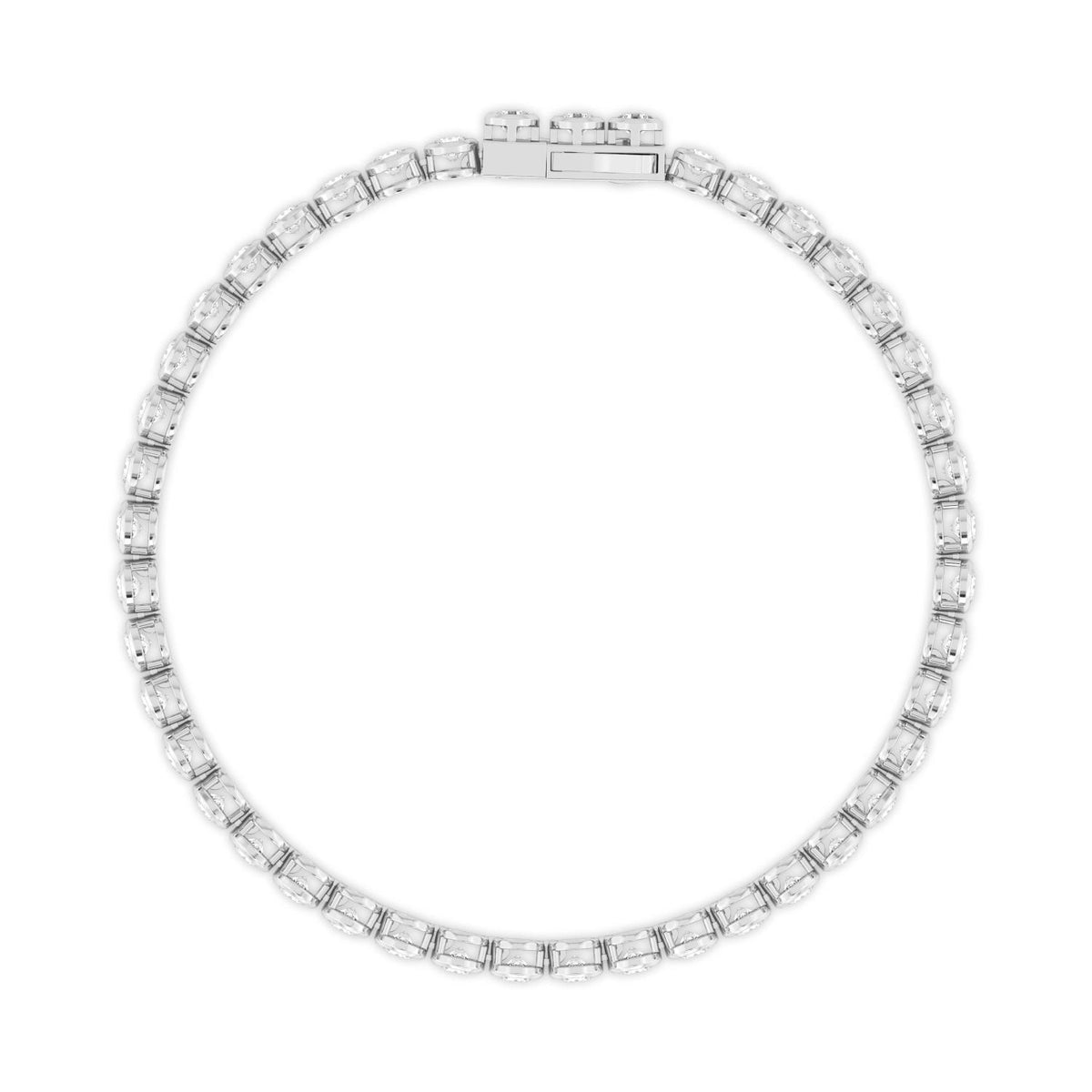 Cassia round bezel tennis lab grown diamond bracelet in white gold - view 3